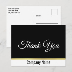 Postal Gracias nombre de negocio Black White Gold de dos 