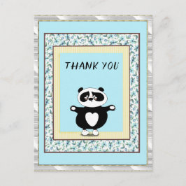 Postal Gracias Panda Bear Mint Floral
