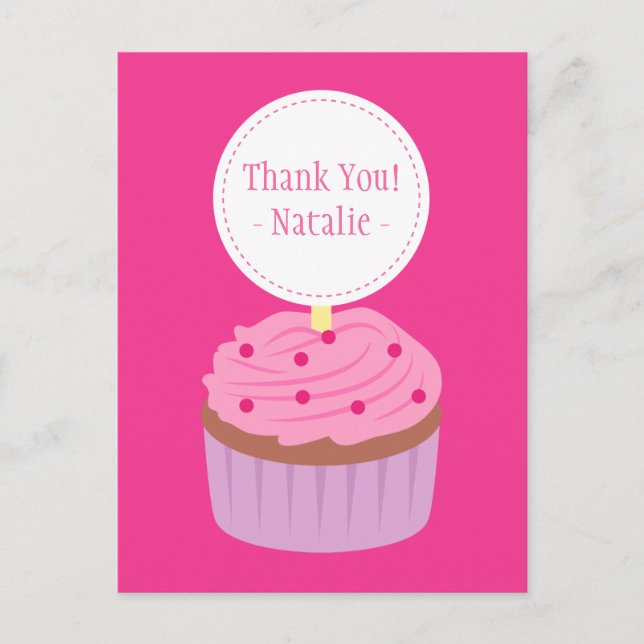 Postal Gracias, Pastel dulce, Rosa (Anverso)