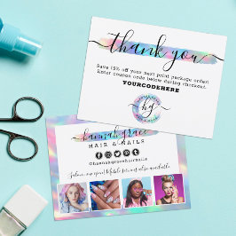 Postal Gracias Pastel Rainbow Hair Nail Marketing Foto