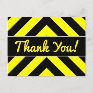 Postal "¡Gracias!" + Patrón Chevron Negro y Amarillo
