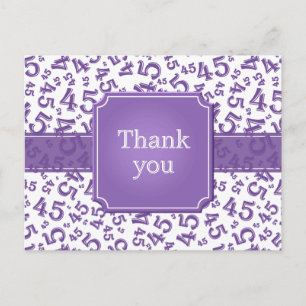 Postal Gracias Patrón de Número 45 Morado/Blanco