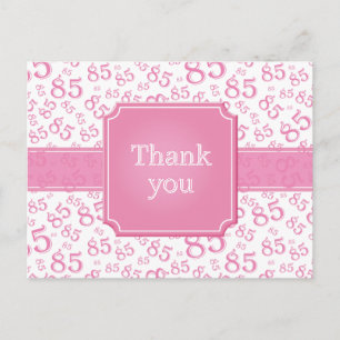 Postal Gracias Patrón de Número 85 Rosa/Blanco