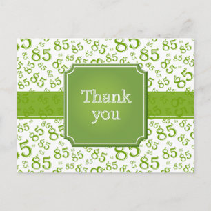 Postal Gracias Patrón de Número 85 Verde/Blanco