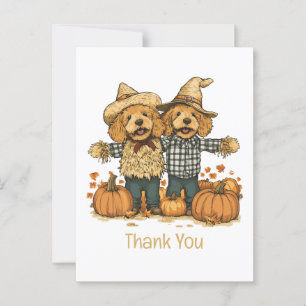 Postal Gracias Perros Goldendoodle de la Cosecha de Otoño