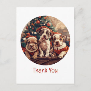 Postal Gracias Perros Pit Bull Cachorros Navidad