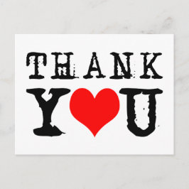 Postal Gracias personalizable del corazón rojo