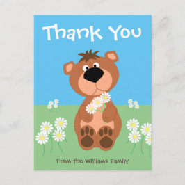 Postal Gracias personalizado a un oso gracioso