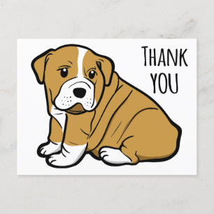 Postal Gracias Personalizado de perros porcino de Bulldog