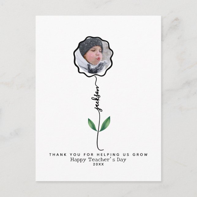 Postal Gracias personalizado profesor regalo de foto de n (Anverso)