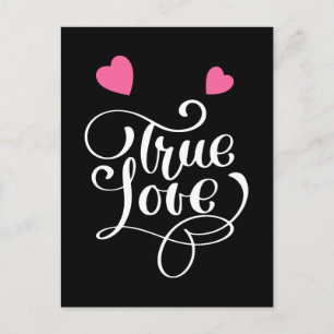 Postal Gracias Pink & Black Corazones de Amor Verdadero B