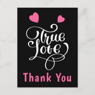 Postal Gracias Pink & Black Corazones de Amor Verdadero B