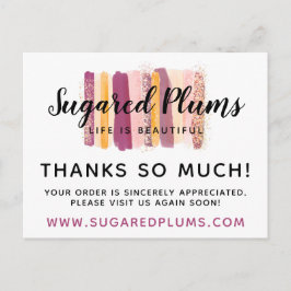 Postal Gracias Plum Purple & Gold Paint Strokes 4-Photo