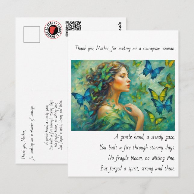 Postal Gracias, Poema de la Madre (Anverso / Reverso)