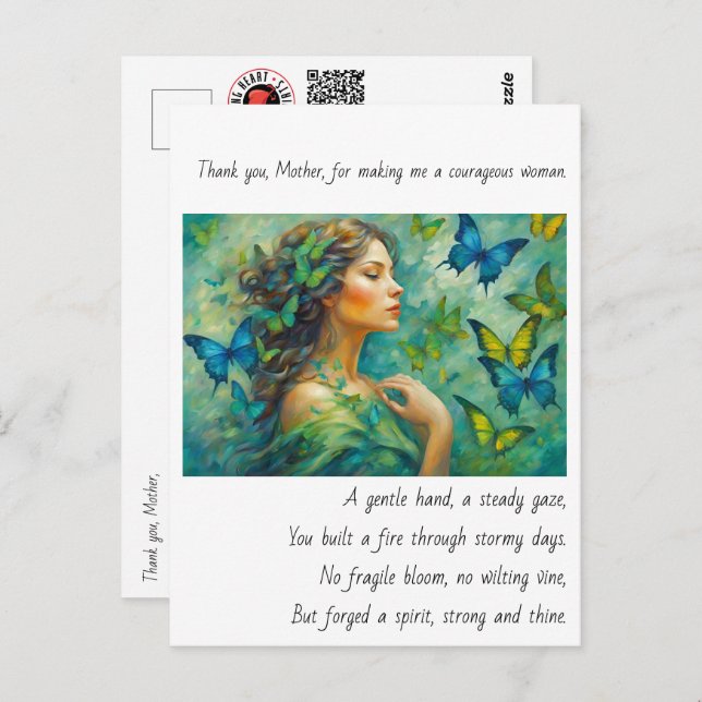 Postal Gracias, Poema de Madre (Anverso / Reverso)