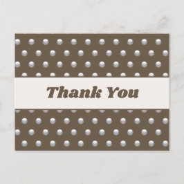 Postal Gracias Polka Dot Plata Marrón Oscuro Agradecimien