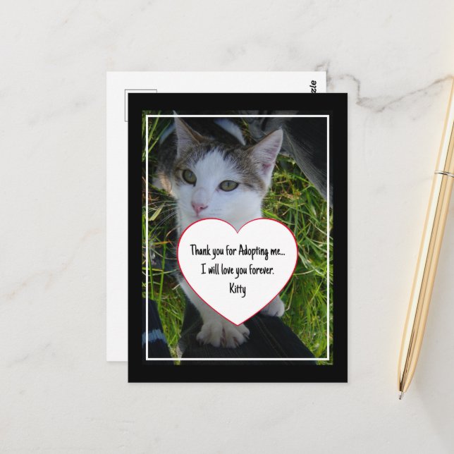 Postal Gracias por adoptarme.. te amará por siempre Cat (Anverso/Reverso In Situ)