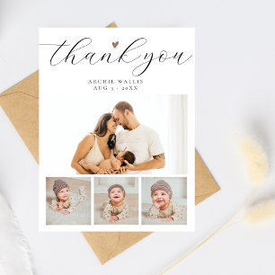 Postal Gracias por Baby Shower Minimalista Collage de Fot