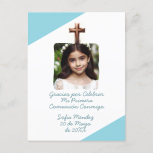 Postal Gracias por celebrar mi Primera Comunión con Foto