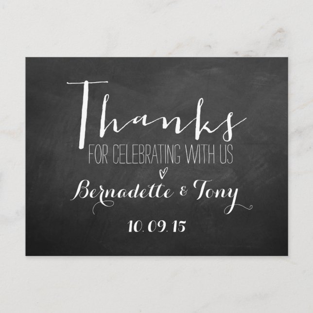 Postal ¡Gracias Por Celebrarnos Con Nosotros! Boda Gracia (Anverso)
