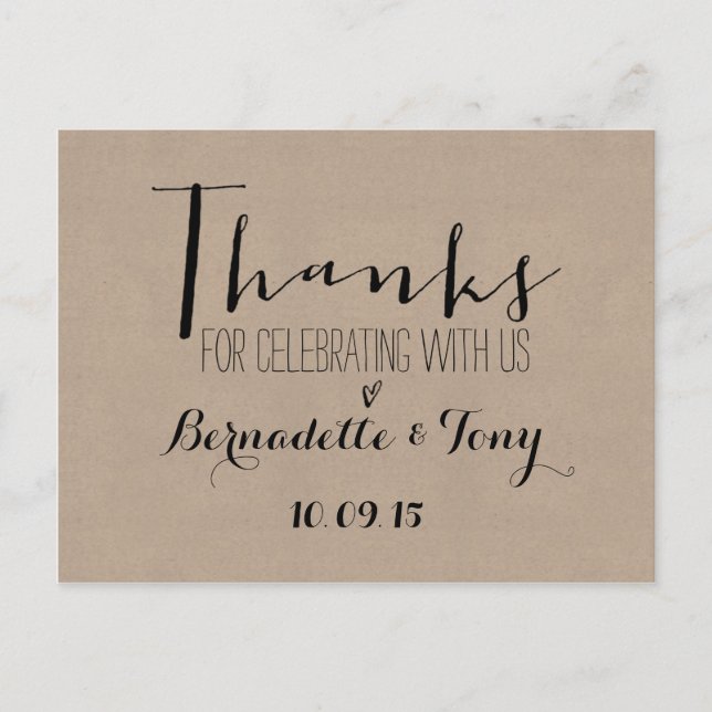 Postal ¡Gracias Por Celebrarnos Con Nosotros! Boda Gracia (Anverso)