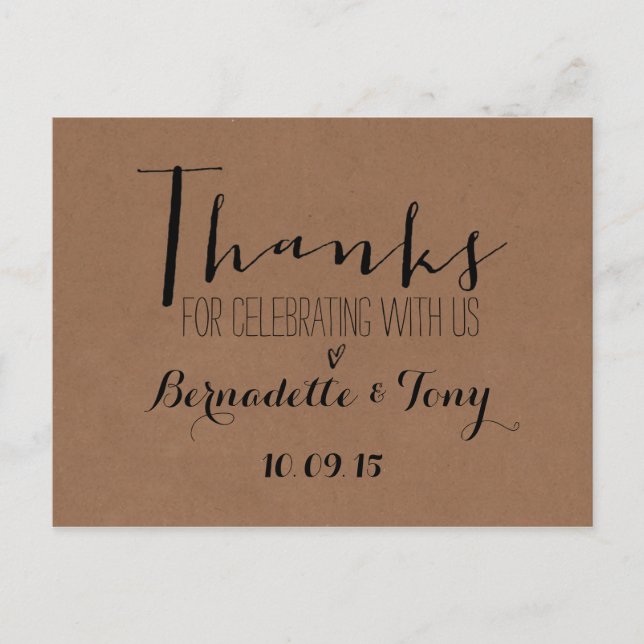 Postal ¡Gracias Por Celebrarnos Con Nosotros! Boda Gracia (Anverso)