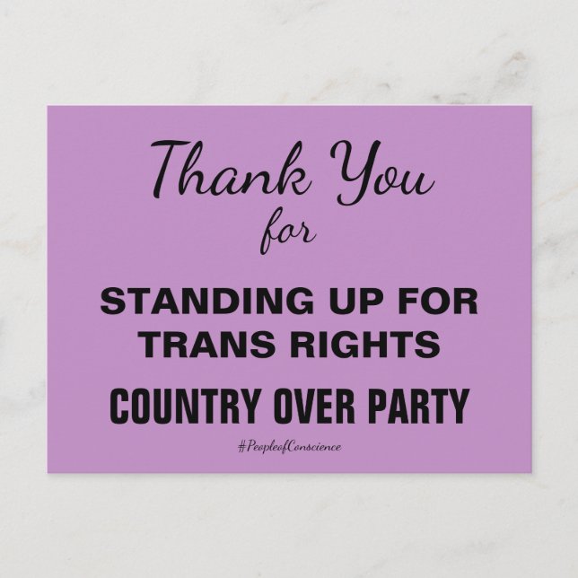 Postal Gracias por defender la resistencia de las persona (Anverso)