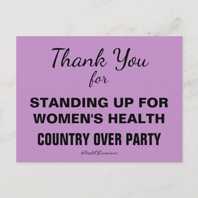 Postal Gracias por defender la salud de las mujeres (Anverso)