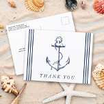 Postal Gracias por el Ancla Blanco Náutico<br><div class="desc">Gracias a sus invitados por venir a su ocasión,  ya sea una ducha de bebé o un cumpleaños. Agrega tu mensaje en la parte de atrás o déjalo en blanco y escribe a mano un mensaje a tus invitados.</div>