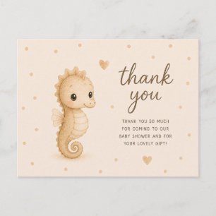 Postal Gracias por el Baby Shower de Caballito de Mar Beb