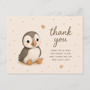 Postal Gracias por el Baby Shower de Puffin Bebé