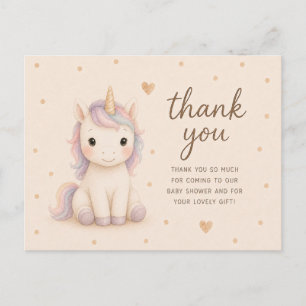 Postal Gracias por el Baby Shower del Bebé Unicornio