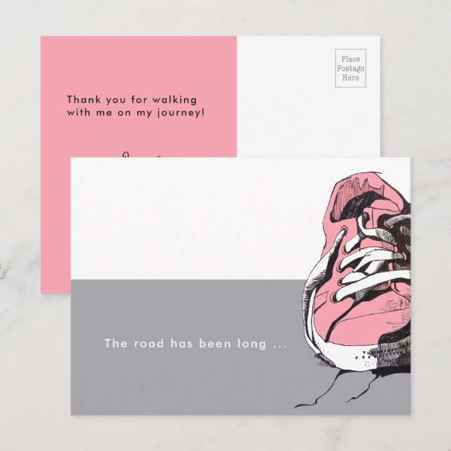 Postal Gracias Por El Camino Ha Sido Un Hinchero Rosado (Anverso / Reverso)
