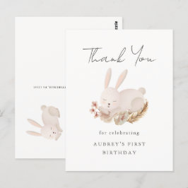 Postal Gracias por el primer cumpleaños con adorable cone