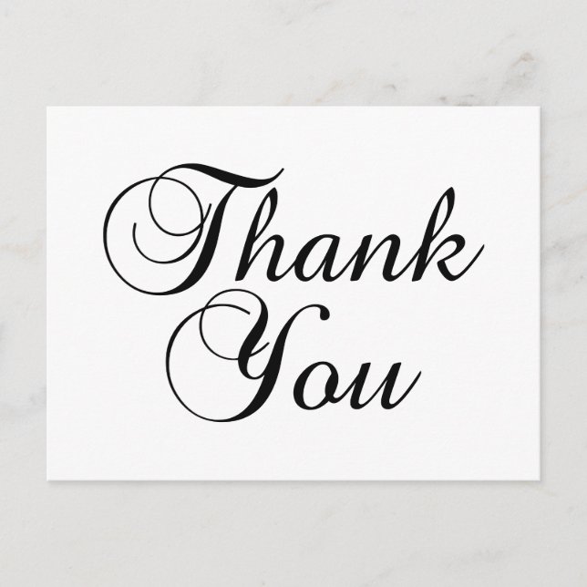 Postal Gracias por escribir con amor en blanco y negro (Anverso)