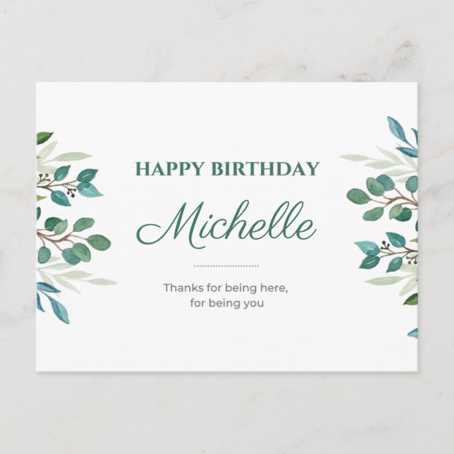 Postal Gracias por estar aquí, por ser cumpleaños. (Anverso)