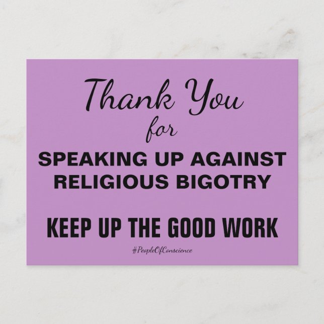 Postal Gracias por hablar en contra del antisemitismo (Anverso)