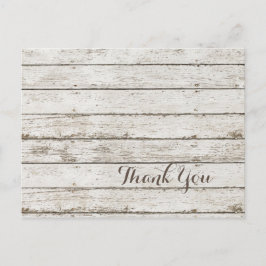 Postal gracias por la boda del granero de madera rústica