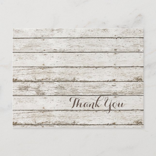 Postal gracias por la boda del granero de madera rústica  (Anverso)