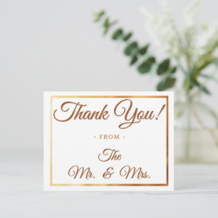 Postal Gracias por la boda y aniversario de bodas en crem