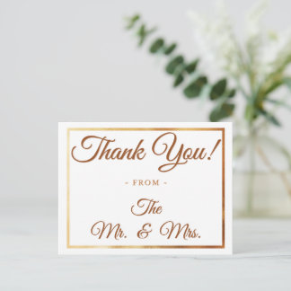 Postal Gracias por la boda y aniversario de bodas en crem