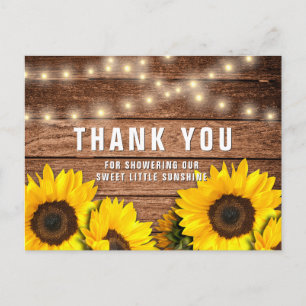 Postal Gracias por la ducha de bebé con girasoles de made
