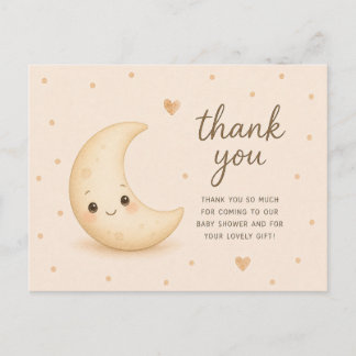 Postal Gracias por la ducha de bebé Luna Sonriente