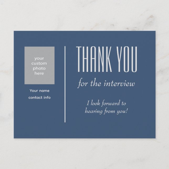 Postal Gracias por la entrevista con foto personalizada (Anverso)