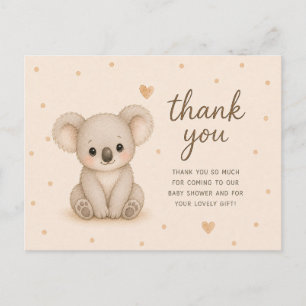 Postal Gracias por la fiesta de bebé del koala bebé