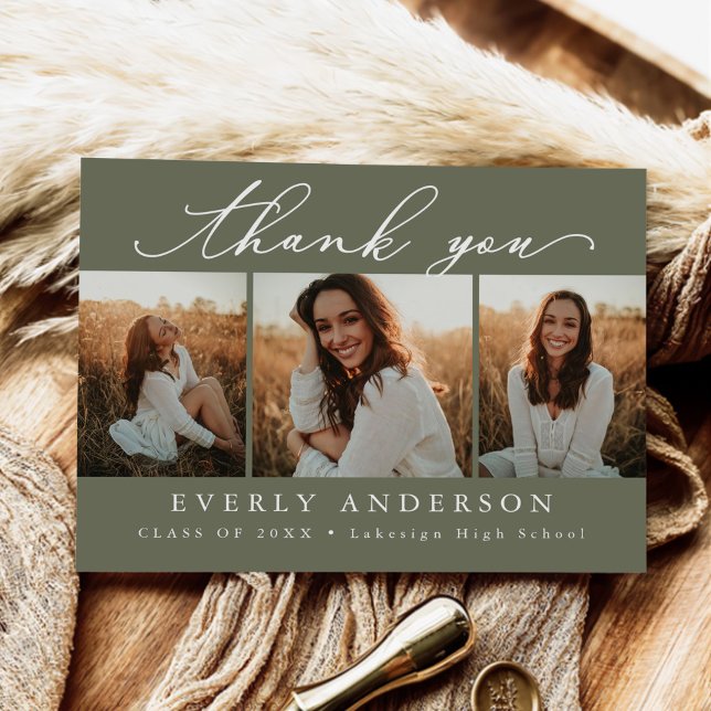 Postal Gracias Por La Graduación De Fotos De Guión Modern (Subido por el creador)