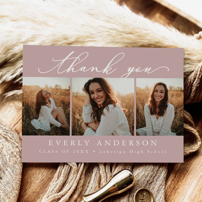 Postal Gracias Por La Graduación De Fotos De Guión Modern (Subido por el creador)