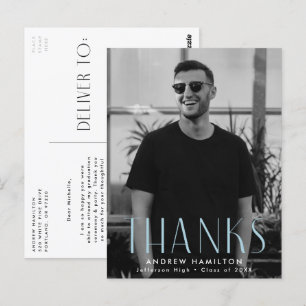 Postal Gracias por la graduación de fotos de Sky Blue Mod