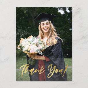 Postal Gracias por la graduación de la foto con guión de