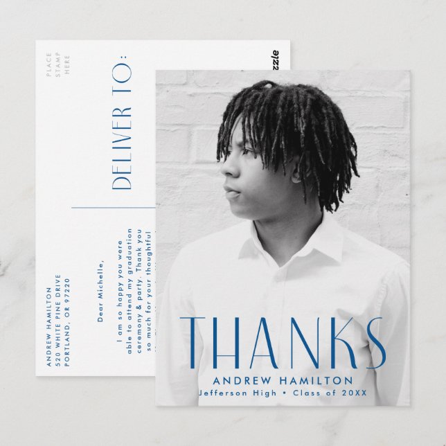 Postal Gracias Por La Moderna Graduación De Fotografía Az (Anverso / Reverso)